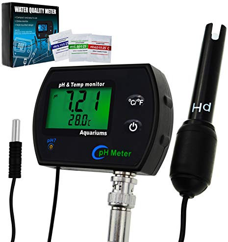 PH Messgerät 2 in 1 Temperatur Digitaler PH Tester, pH-Meter mit ATC, Wasserqualität Tester mit LCD, Taschenformat mit 0-14 PH-Messbereich für Pool, Spa oder Labor, Landwirtschaft und Industrie