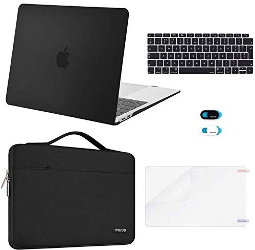 MOSISO Kompatibel mit MacBook Air 13 Zoll Hülle M1 2021 2020-2018 A2337 A2179 A1932, Hülle für MacBook Air M1 13,3 Zoll&Laptoptasche&Tastaturschutz&Webcam Abdeckung&Displayschutzfolie, Schwarz