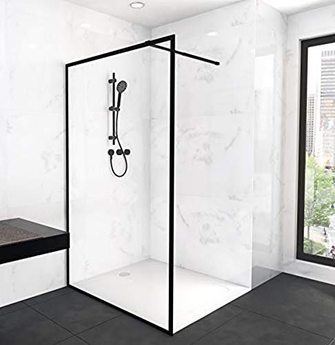 MARWELL CITY WALK IN - Doccia in vetro, 120 x 200 cm, colore: Nero opaco