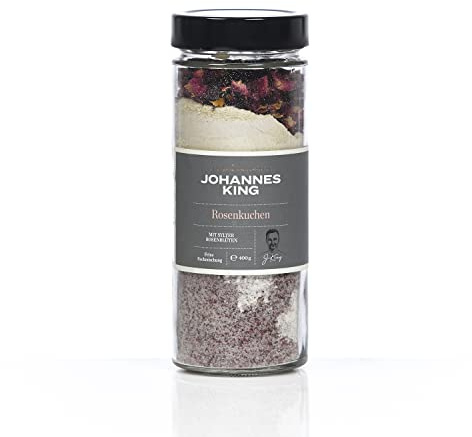 Kings Sylter Rosenkuchen, Gourmet-Backmischung im Glas, Backmischung mit hochwertigen Backzutaten, das ideale Geschenk
