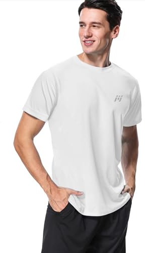 MeetHoo Mens Up2st Rash Guard Shirt, White, L UK
