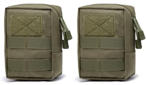 TRIWONDER Taktische Hüfttaschen, Molle Klein Tasche, Wasserdicht Gürteltasche Beutel für Camping Wandern Jagd (Grün - 2 TLG)