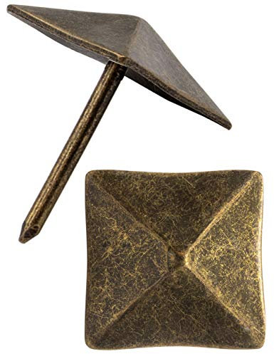 FUXXER® - chiodi decorativi, chiodi per tappezzeria, chiodi per mobili, chiodi per coperture, passamaneria, ottone vintage, effetto bronzo antico, 14 x 14 mm, 30 pezzi