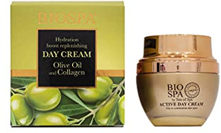 Bio Spa Collagène & Huile Olive Crème de Jour avec Extrait Algue Dunaliella aux Minéraux Mer Morte pour Hydrater & Nourrir La Peau