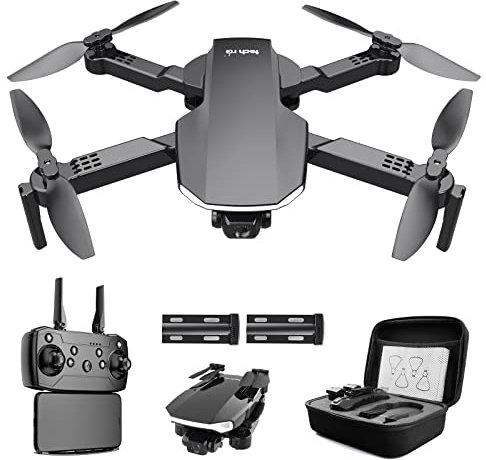 Tech rc Drönare med 1080P HD-kamera, vikbar drönare för utomhusbruk Quadcopter, optiskt flöde, gesterfoton, 25 flyggruvor med 2 uppladdningsbara batterier och bärväska