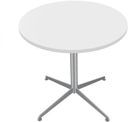 SENGLIDA White Dining Table Round Small Office Table Conference Table Coffee Meeting Table w/Stainless Steel X-Shaped Pedestal for Office Boardroom Kitchen Living Room 31.5 inch