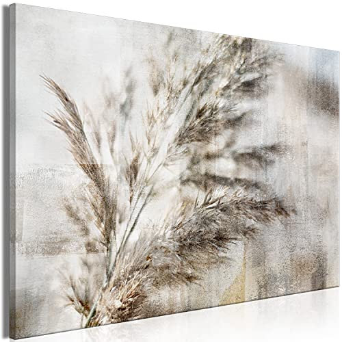 murando - Wandbilder XXL Natur 120x80 cm Leinwandbild 1 tlg Kunstdruck modern Wandbilder XXL Wanddekoration Design Wand Bild - Rosen Pampasgras Pflanzenmotriv Zweige Schilf n b-C-0970-b-a