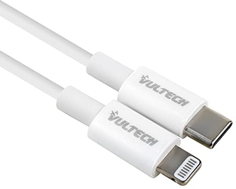 VulTech SM-T71WH Cavo USB-C a Lightning MFi, Ricarica Rapida PD 3A e QC 3.0, Trasferimento Dati 480Mbps, TPE Bianco 1m, per iPhone X/XS/XR/11/12/13/14 Pro Max e iPad