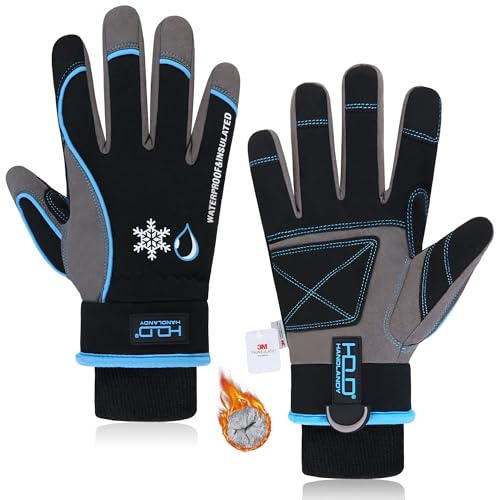 Guanti impermeabili per uomini e donne, guanti termici antivento, guanti invernali touch screen, guanti da sci caldi guanti da lavoro snowboard, Blu, XXL