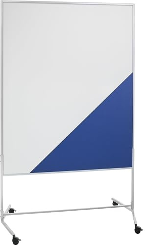 eurokraft basic | Moderationswand | Mobil, Textilbezug / Whiteboard, BxH 1200 x 1500 mm, blau