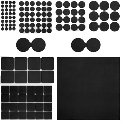 Möbelgleiter Set, zum Kleben, 130 Stück, in Schwarz, Möbelschoner in acht Größen, 4 mm starkes EVA, Möbel Gleiter Pad für Möbel-, Stuhl- und Tischbeine, Bodenschoner selbstklebend, Möbelbein Unterlage