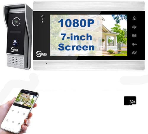 Système d'interphone vidéo, caméra de sonnette vidéo WiFi avec moniteur 1080p 7 pouces, caméra de sonnette filaire, prise en charge du déverrouillage à distance, détection de mouvement PIR