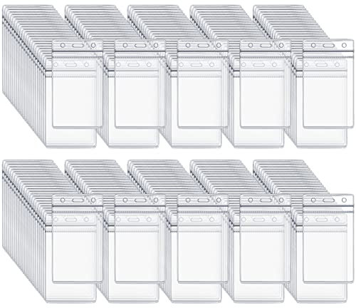 Ausweishülle Flexibel Klar 100PCS Ausweishalter Vertikal Kartenschutzhülle Kartenhüllen Transparent Karten Hülle Kartenhalter Ausweis Namensschild Halter Namensschilder Hüllen Arbeitslizenz Vertikale
