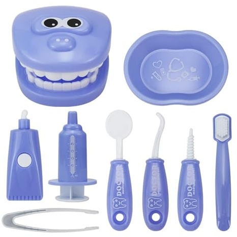 TLHWIN Kit d'imitation de Dentiste pour Enfants, Jouet éducatif médical pour l'école, garçons et Filles, Cadeau de Jeu de rôle (Violet)