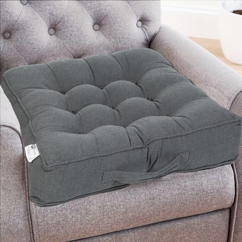 Casabella Booster Cushion-Armchair Booster Cushion Large Booster Seat Dining Chair 50x50+10cm Thick Floor Cushion, Pregnancy & Post-Operative Adults Chair Bolster Cushion Seat, Car Seat Sofa-Grey