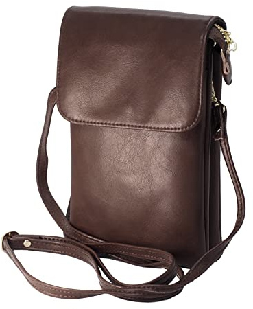 BAWAKO Damen Umhängetasche Leder, schicke Schultertasche mit Reißverschluss Damen und Mädchen, tragbar kleine Handtasche