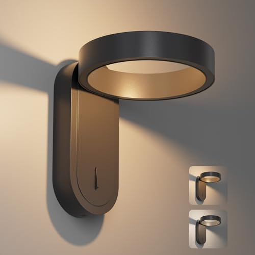 Klighten LED Wandleuchte Innen Anthrazit mit Schalter, 3000K/4000K, 5W | Material: Aluminium, Drehbar 330°, Licht Warmweiß / Neutrales Weiß, für Wohnzimmer Schlafzimmer, Wandlampe Innen