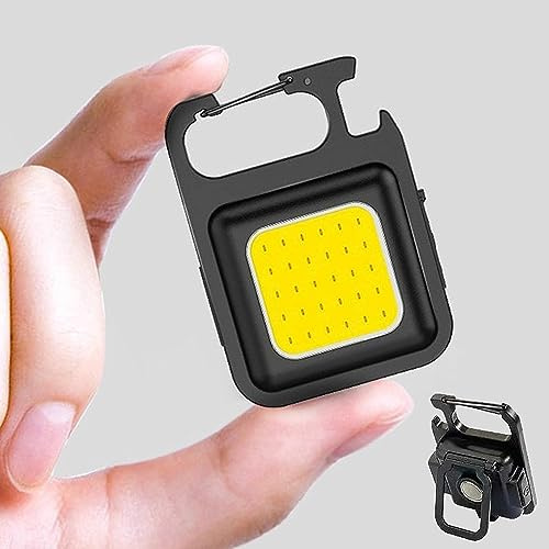 Jowxsx Small Flashlight, Mini LED Flashlight Keychain,COB Pocket Torch,LED Camping Lights, 500 Lumen Bright Mini Keychain with Emergency Light, Multifunctional Outdoor Work Lamp, Small, Portable