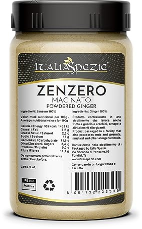 Zenzero in Polvere, Barattolo da 270 g, Ginger Macinato di Primissima Qualità | Provalo in una Tisana allo zenzero e limone. Italia Spezie