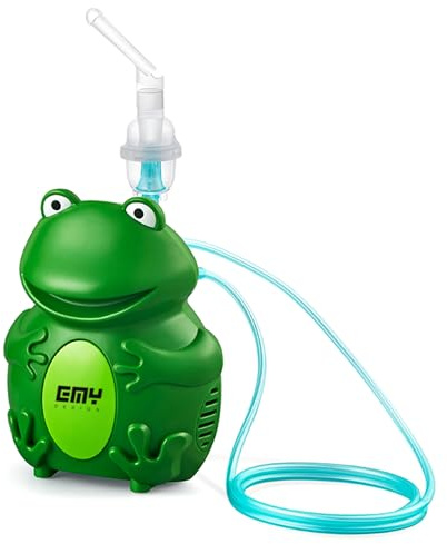 E.M.Y. Design MISTER FROGGY Aérosol pour enfants et adultes, équipé d'un puissant compresseur pour un traitement rapide. Deux masques ergonomiques et ensemble complet d'accessoires inclus. Pour tous