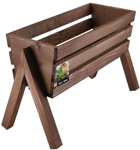 KOTARBAU® Fioriera su gambe 40,5 x 18 x 28,5 cm, colore marrone, per balcone, aiuola rialzata
