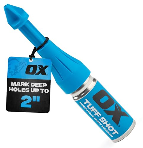OX Tools Tuff Shot Deep Hole Marker Chalk Powder Shot for Drilling, Construction Marking Tool, Deep Reach Marker, 250 Bursts High-Vis Green Chalk Spray Marking for Carpentry