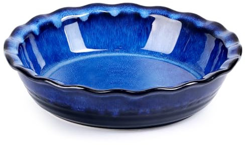 NUTRIUPS Molde de cerámica para quiche, molde de cerámica para horno, 25,5 cm, porcelana azul
