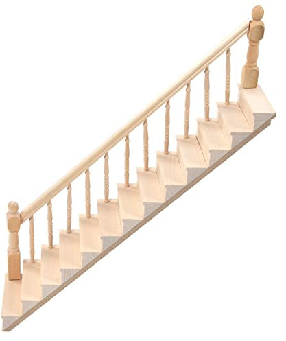 Escalier Miniature en Bois, échelle 1:12, Modèle de Marches à Limons en Bois, Accessoires de Décoration pour Meubles, Micro Décorations Paysagères(L)