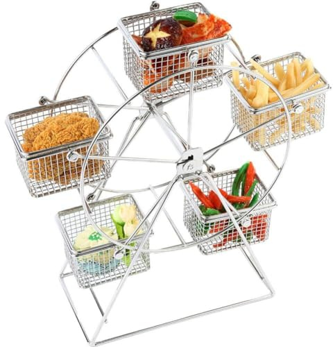 Noria Soporte para Cupcakes con 5 Cestas De Metal Estante Giratorio para Aperitivos Soporte De Exhibición De Alimentos Estante De Exhibición De Postres para Buffet