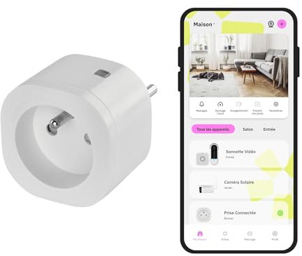 OMAJIN by Netatmo Prise Connectée (Type E) Programmable, Suivi de Consommation, Contrôle à distance, Compteur d'Énergie, Arrêt Différé, Aucun Hub Requis, WIFI 2,4 GHz/Bluetooth, 16A/3 680 W, OSP-FR