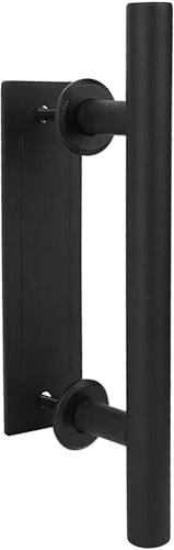 DFGLIK Poignée de porte de grange ronde en métal avec serrure pour porte de grange, de salle de bain, de placard, de remise, de grange, de remise, de placard, de portes coulissantes, noir-noir