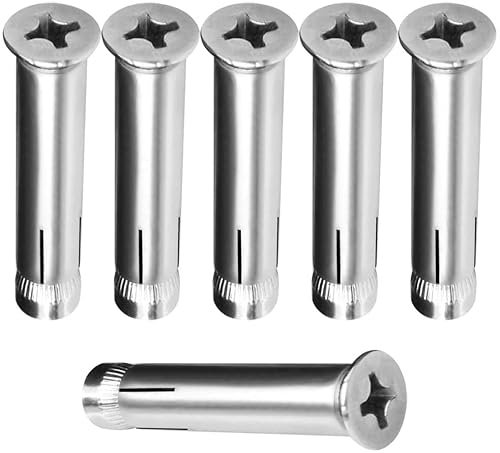 JNHGSHUAISDF Spreizdübel Dehnschrauben, Ankerbolzen, Dehnschraube aus Edelstahl 304 mit Kreuz-Senkkopf for Heimdekoration, Maschinenbau, Silber, M6*60(M6*100 6pcs)