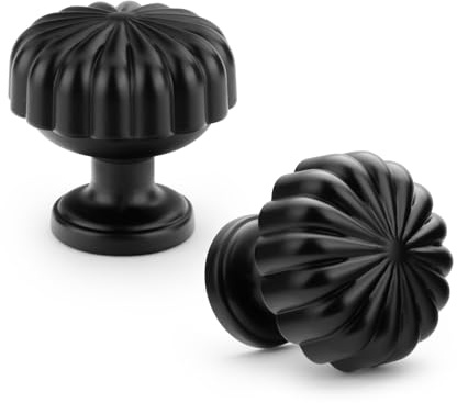 Goldenwarm 10 Pack Black Cupboard Knobs Small Black Drawer Knobs, Single Hole Kitchen Handles Mushroom Style