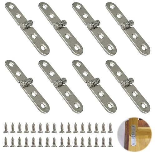 Scharniere Klein, 8 Stück 180 Grad Scharniere Klappbar, Edelstahl Klappscharnier, Aufschraubscharnier Klein mit 32 Stücke Schraube für Nähmaschine, Fenster, Türen, Klapptisch Schränke, Tisch Möbel