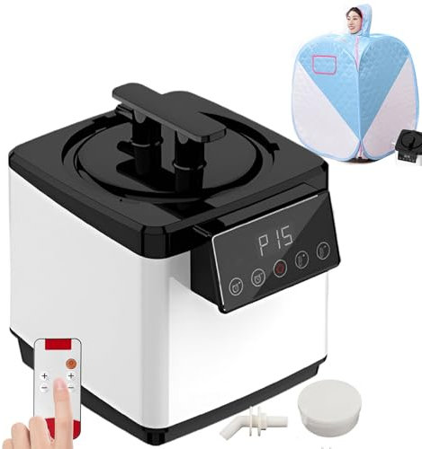 2.6L Portable Sauna Steamer Pot,1000W Sauna Steam Generator with Remote Control and Herbal Box, Indoor Fumigation Machine with Smart Touch Button, Steamer for Home SPA Shower Body Relaxation