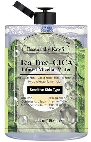 Essentially KateS Korean Micellar Water Makeup Remover 16.9 Fl Oz – NO stinging, NO tightness, NO over-drying - SuperHydrating No-Rinse Facial Cleanser for Sensitive Skin