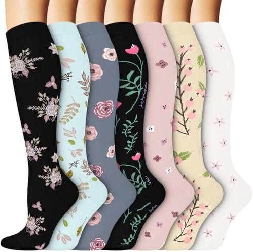 ACTINPUT 7 Paar Kompressionsstrümpfe Damen und Herren, Kompressionssocken Stützstrümpfe Compression Socks Laufstrümpfe Kompression für Flug,Sport,Reisen, Radsport, krankenschwester