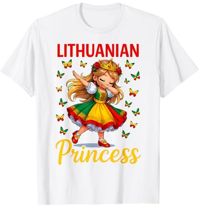 Lithuanian Princess Girl Dab Cute Traditional Dress Girls T-Shirt