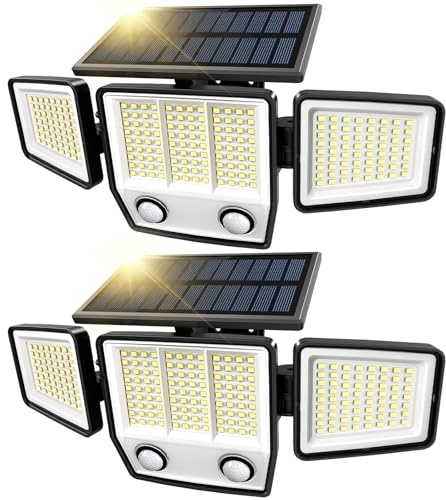 VENSSTNOR Solar Lights Outdoor Garden Motion Sensor - 3000LM 236LEDs Security Lights Outdoor with Dual Sensors, 3 Lighting Modes, 270° Illumination, IP65 Waterproof Security Flood Lights (Modern, 2)