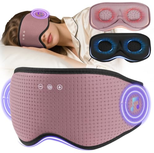 LC-dolida Bluetooth Schlafmaske mit Kopfhörern, Komplettes Blackout & Weich