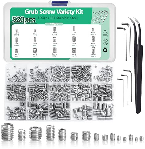 Nivithi Vis Poignee Porte Attache M3-M8 Argenté Vis Inox 520Pcs