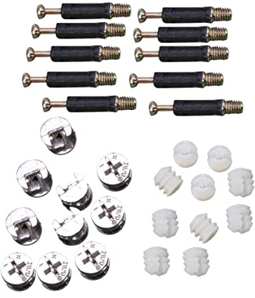 VALICLUD Juego De 10 Conectores Para Muebles Tuercas Preinsertadas y Pasadores, Accesorios De Leva Resistentes Diseño Autorroscante, Para Armarios, Cajones y Muebles De Madera