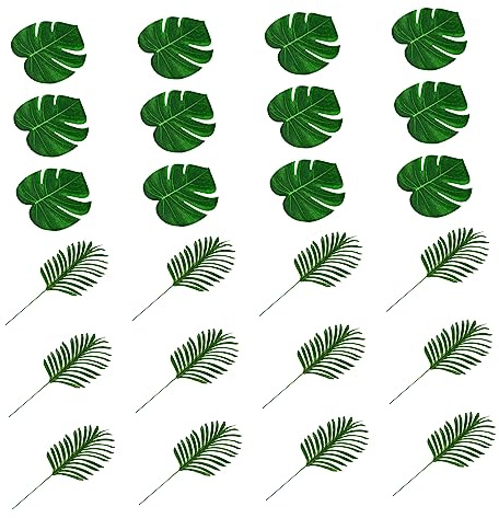 JECOMPRIS 24 pièces Artificielles Monstera Tropicales Ensemble pour Décorations de Fête Été Accessoires de Maison et Photographie Décoration Colorée et