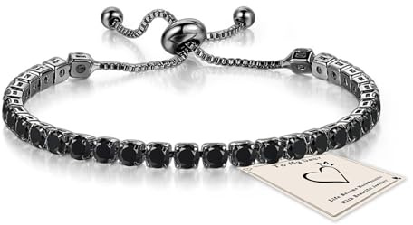 HEEYA Pulseras para mujer, chapadas en plata de ley, pulseras de tenis con cristales deslizantes, pulsera de diamante y circonita, regalo de cumpleaños para mamá, hermanas con tarjetas, plata/oro rosa