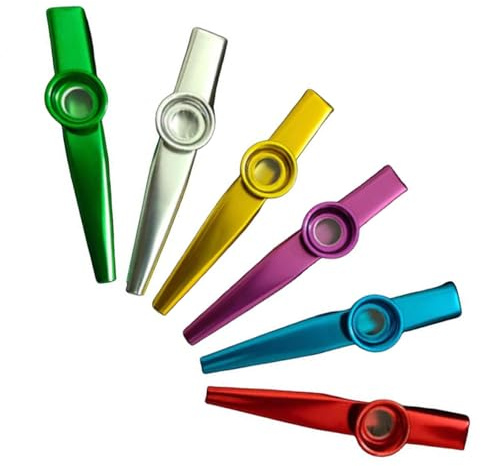 Metal Kazoo Musical Instruments for Adults Beginners - Aluminum Alloy Instrument for Guitar Piano Ukulele Accompaniment, Ideal Music Lover Gift Set(Color 6 PCS)