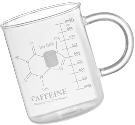 OKUMEYR Taza Medidora de Vidrio Transparente con Escala, 1 Pieza, Taza de Café con Asa para Espresso y Medición Precisa, Vaso Medidor Versátil para Cocina y Restaurante