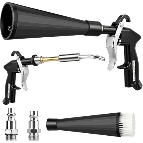Compressed Air Cleaning Gun, SGZIOO Cleaning Gun, Compressed Air, Drying Gun with Nozzle & Brush, Compressed Air Cleaning Gun Car for Compressor, Car Interior, Seats, Hard to Reach Areas