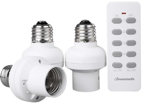 DEWENWILS Remote Control Light Bulb Socket, Wireless Light Socket Switch Kit, Remote Light Socket E26/E27 Base for Pull Chain Light Fixture, No Wiring, ETL Listed(1 Remote+3 Sockets)