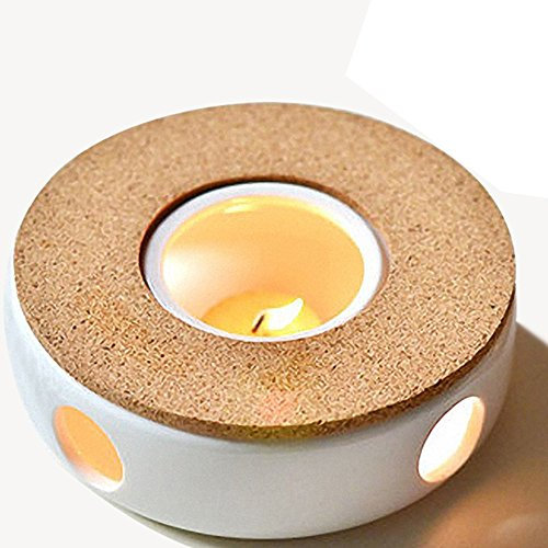 TAMUME Porcellana Classica Scalda Teiera con Sicuro da Usare Sughero Stare in Piedi per Teiera, Scalda tè con Stanza delle Candele, Titolare del Tealight