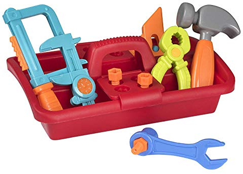 Playkidiz Kids Tool Set - 23 Piece Tool Box Set: Great Construction Toy Tools for Kids, Assortment of Different, Nails, Screws & a Storage Caddy